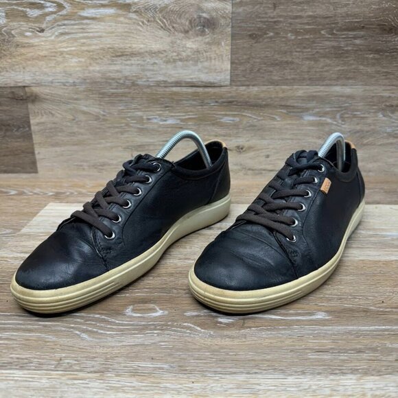 Ecco Soft 43 Ecco Soft Black Leather Sneaker Men's Size EU 43